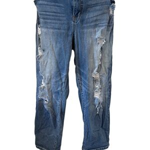 Torrid Blue Distressed Capri Jeans